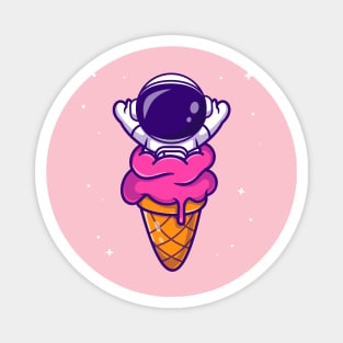 Cute Astronaut in Ice Cream Cone Cartoon Magnet